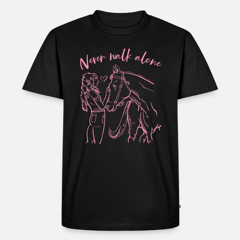 Never Walk Alone Pferde - Männer Premium Bio T-Shirt - Schwarz