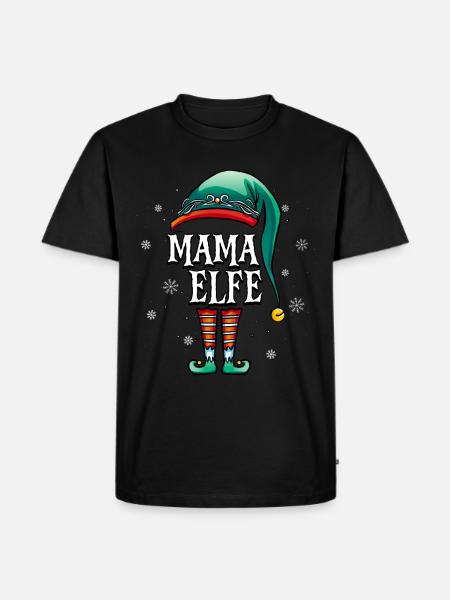 Weihnachten Mama Elf - Männer Premium Bio T-Shirt - Schwarz