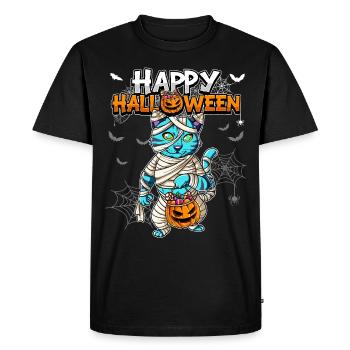 Halloween Cat Mummy - Men's Premium Organic T-Shirt - black - Front - Nico (187cm)