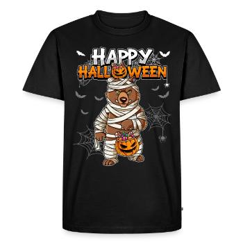 Halloween Bear Mummy - Men's Premium Organic T-Shirt - black - Front - Nico (187cm)
