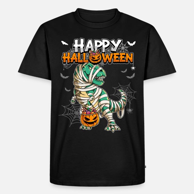 Halloween T-Rex Mumie - Männer Premium Bio T-Shirt - Schwarz