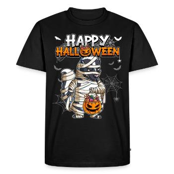 Maman mouffette d’Halloween - T-shirt Premium bio Homme - noir - Devant - Nico (187cm)