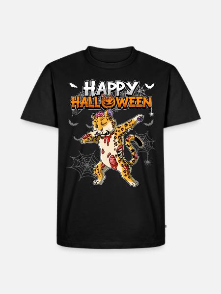 Halloween Leopard Zombie - Männer Premium Bio T-Shirt - Schwarz