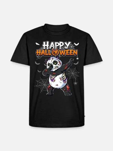 Halloween Panda Zombie - Männer Premium Bio T-Shirt - Schwarz