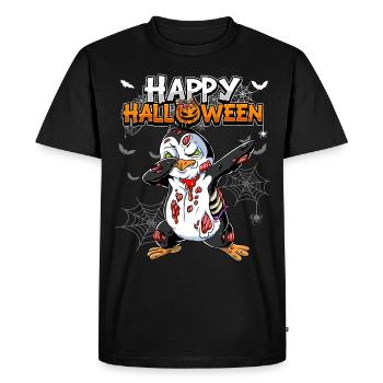 Zombie Pingouin d’Halloween - T-shirt Premium bio Homme - noir - Devant - Nico (187cm)