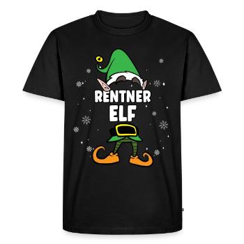 Rentner Elf Partnerlook Weihnachten - Männer Premium Bio T-Shirt - Schwarz - Vorne - Nico (187cm)