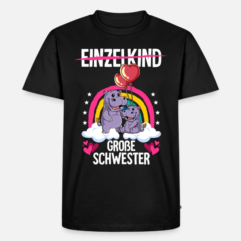 Ich werde Große Schwester Nilpferde - Männer Premium Bio T-Shirt - Schwarz