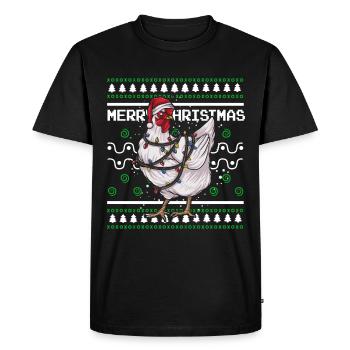 Ugly Christmas Sweater Tshirt Christmas Chicken - Men's Premium Organic T-Shirt - black - Front - Nico (187cm)