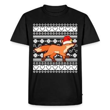 Ugly Christmas Sweater Tshirt Christmas Fox - Men's Premium Organic T-Shirt - black - Front - Nico (187cm)