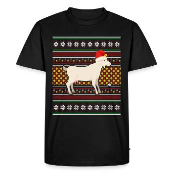 Moche pull de Noël Tshirt Chèvre de Noël - T-shirt Premium bio Homme - noir - Devant - Nico (187cm)