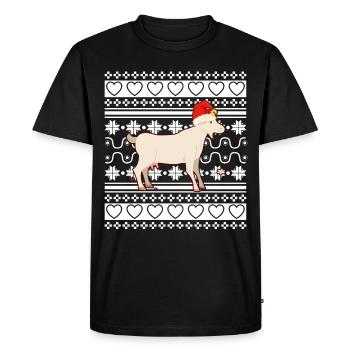 Pull de Noël laid Tshirt Chèvre de Noël - T-shirt Premium bio Homme - noir - Devant - Nico (187cm)