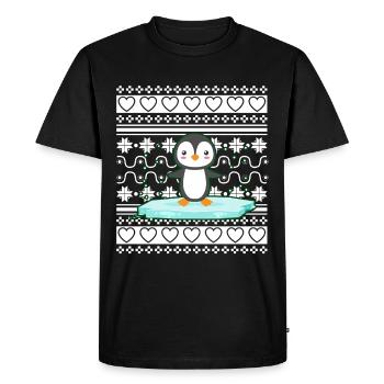 Pull de Noël moche Tshirt Pingouin de Noël - T-shirt Premium bio Homme - noir - Devant - Nico (187cm)