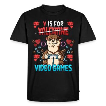 V est pour les jeux vidéo Valentine’s Day Gamer - T-shirt Premium bio Homme - noir - Devant - Nico (187cm)