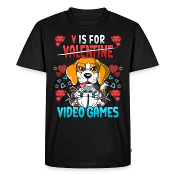 V Is For Video Games Valentine's Day Gamer - Men's Premium Organic T-Shirt - black - Front - Nico (187cm)