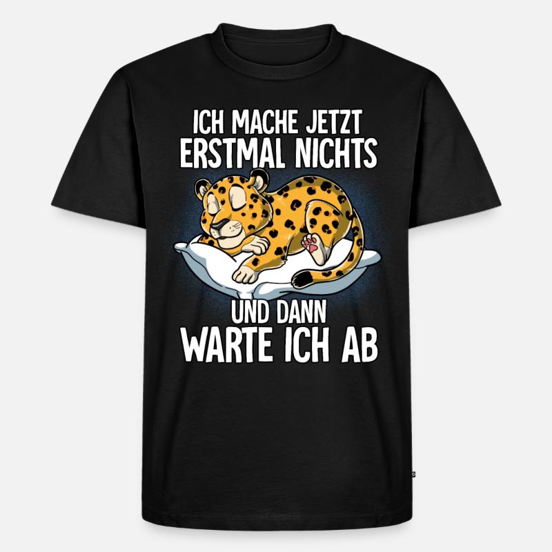 Langschläfer Leopard Müde Schlaf - Männer Premium Bio T-Shirt - Schwarz