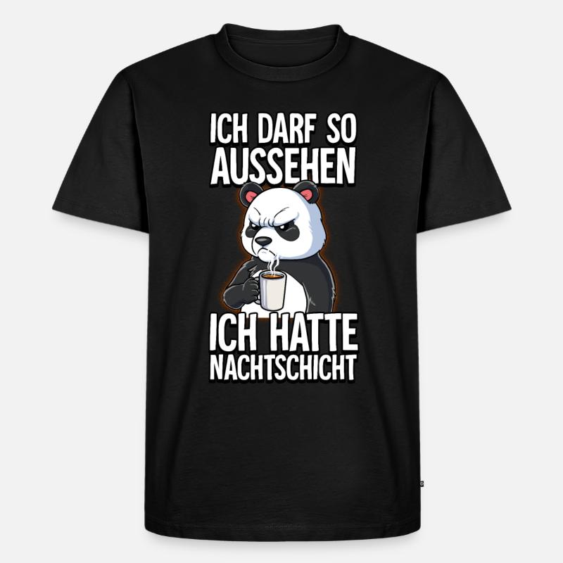 Ich Hatte Nachtschicht Kaffee Panda - Männer Premium Bio T-Shirt - Schwarz