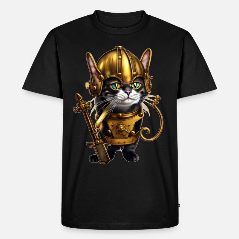 Anime Katze, Katze, Steampunk Katze - Männer Premium Bio T-Shirt - Schwarz