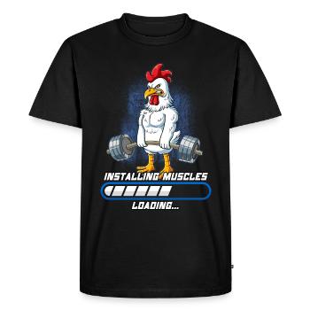 Rooster Muscle Building Bodybuilding Fitness Gym - Men's Premium Organic T-Shirt - black - Front - Nico (187cm)