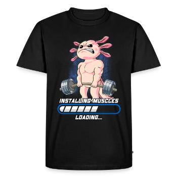 Axolotl Muscles Building Bodybuilding Fitness Gym - Men's Premium Organic T-Shirt - black - Front - Nico (187cm)