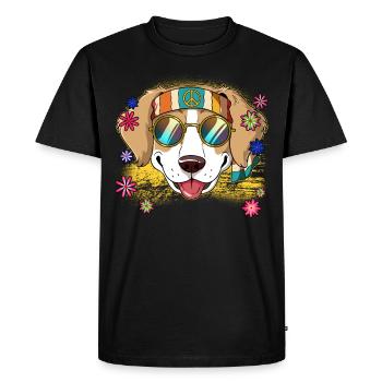 60s 70s Costume Groovy Hippie - Men's Premium Organic T-Shirt - black - Front - Nico (187cm)