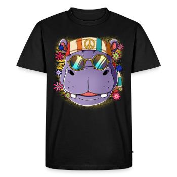 60s 70s Costume Groovy Hippie - T-shirt Premium bio Homme - noir - Devant - Nico (187cm)