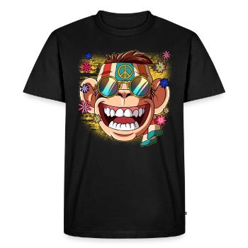 60s 70s Costume Groovy Hippie - Men's Premium Organic T-Shirt - black - Front - Nico (187cm)