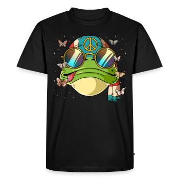 60s 70s Costume Groovy Hippie - T-shirt Premium bio Homme - noir - Devant - Nico (187cm)