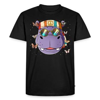 60s 70s Costume Groovy Hippie - T-shirt Premium bio Homme - noir - Devant - Nico (187cm)