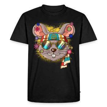60s 70s Costume Groovy Hippie - T-shirt Premium bio Homme - noir - Devant - Nico (187cm)