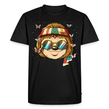 60s 70s Costume Groovy Hippie - T-shirt Premium bio Homme - noir - Devant - Nico (187cm)