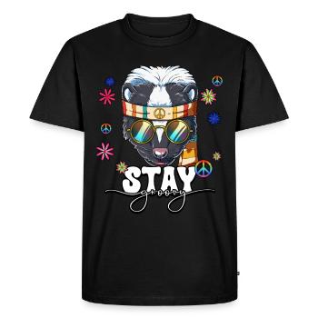 60s 70s Costume Séjour Groovy Hippie - T-shirt Premium bio Homme - noir - Devant - Nico (187cm)