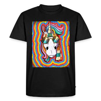 Hippie Unicorn Psychedelic Trippy - T-shirt Premium bio Homme - noir - Devant - Nico (187cm)