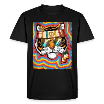 Hippie Tiger Psychedelic Trippy - T-shirt Premium bio Homme - noir - Devant - Nico (187cm)