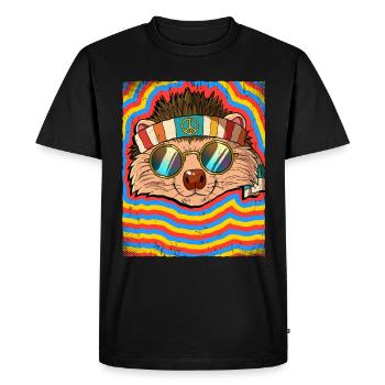 Hippie Hedgehog Psychedelic Trippy - T-shirt Premium bio Homme - noir - Devant - Nico (187cm)