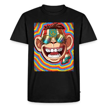 Hippie Monkey Psychedelic Trippy - T-shirt Premium bio Homme - noir - Devant - Nico (187cm)