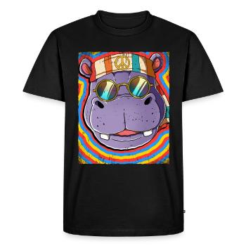 Hippie Hippo Psychédélique Trippy - T-shirt Premium bio Homme - noir - Devant - Nico (187cm)