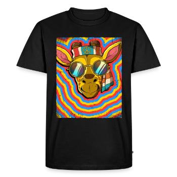 Hippie Giraffe Psychédélique Trippy - T-shirt Premium bio Homme - noir - Devant - Nico (187cm)