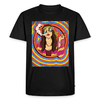Femme Hippie Psychédélique Trippy - T-shirt Premium bio Homme - noir - Devant - Nico (187cm)