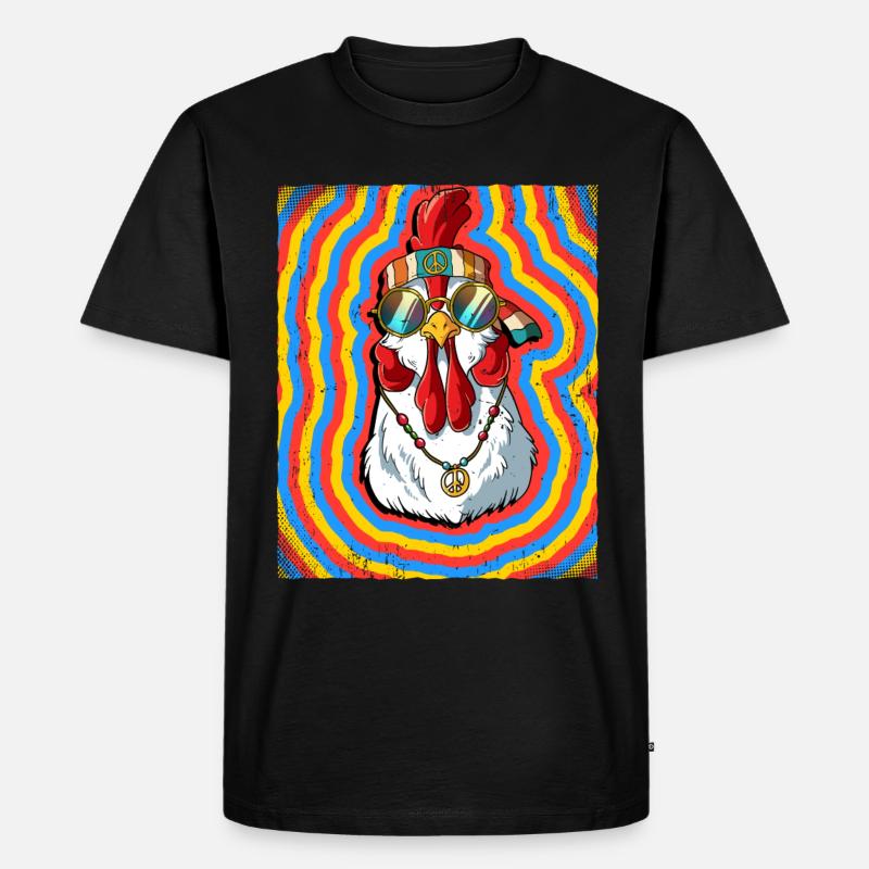 Hippie Huhn Psychedelisch Trippy - Männer Premium Bio T-Shirt - Schwarz