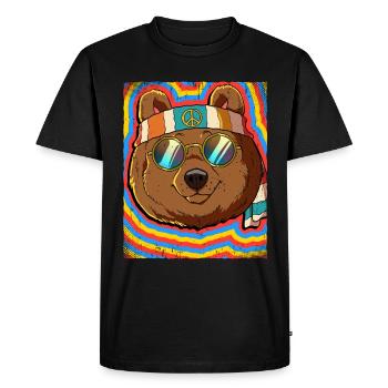 Hippie Bear Psychedelic Trippy - T-shirt Premium bio Homme - noir - Devant - Nico (187cm)