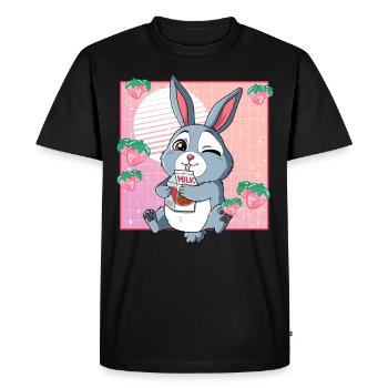 Kawaii Rabbit Strawberry Milk - Men's Premium Organic T-Shirt - black - Front - Nico (187cm)