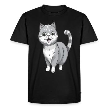 Chat souriant pour les amoureux des chats - T-shirt Premium bio Homme - noir - Devant - Nico (187cm)