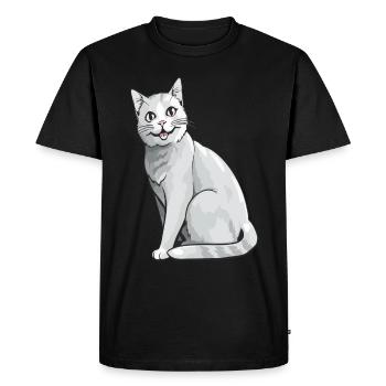 Chat brillant pour les propriétaires de chats - T-shirt Premium bio Homme - noir - Devant - Nico (187cm)