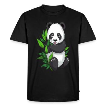 Panda avec branche de bambou - T-shirt Premium bio Homme - noir - Devant - Nico (187cm)