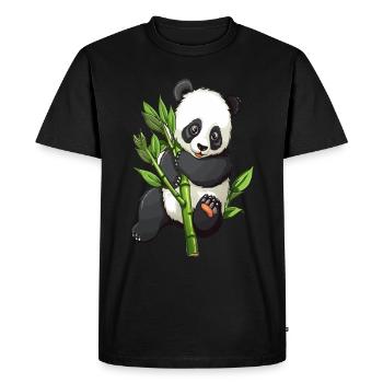 Panda câlin avec branche de bambou - T-shirt Premium bio Homme - noir - Devant - Nico (187cm)