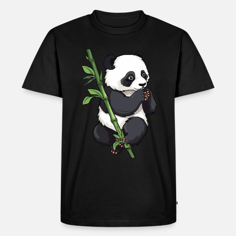 Pandabär mit Bambus - Männer Premium Bio T-Shirt - Schwarz