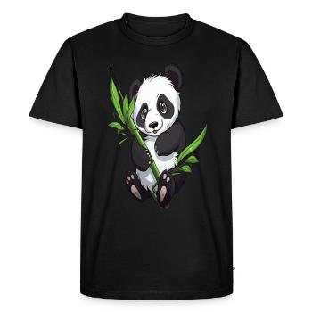 Panda mignon avec bambou - T-shirt Premium bio Homme - noir - Devant - Nico (187cm)