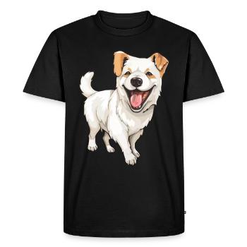 Rire chien mignon - T-shirt Premium bio Homme - noir - Devant - Nico (187cm)