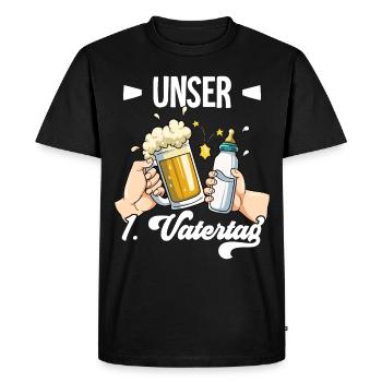 Erster Vatertag - Männer Premium Bio T-Shirt - Schwarz - Vorne - Nico (187cm)
