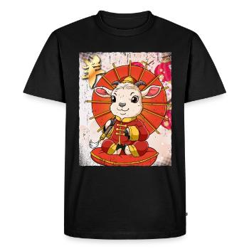 Année de la chèvre Nouvel An lunaire chinois - T-shirt Premium bio Homme - noir - Devant - Nico (187cm)